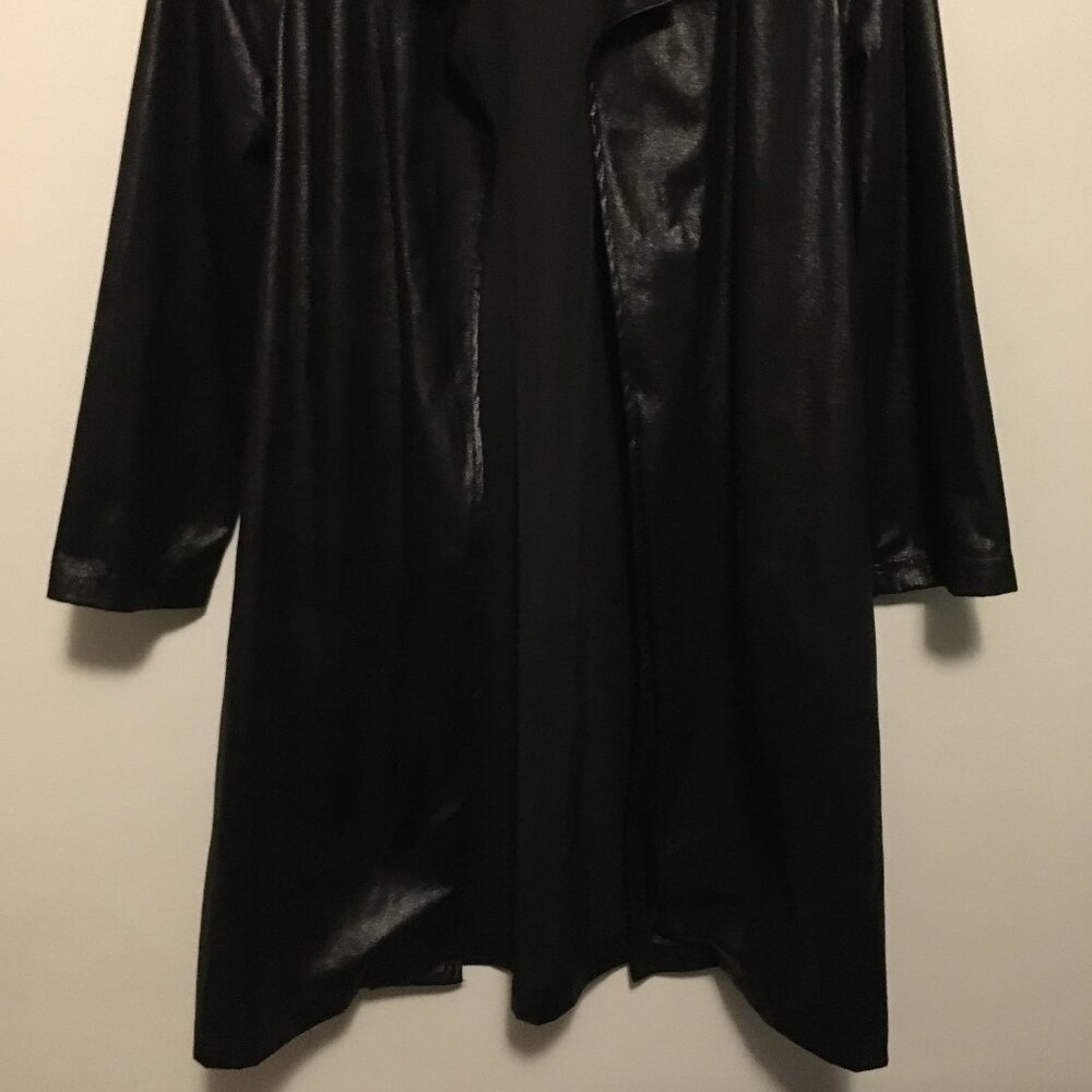 Gilmour Vancouver Long Black Shiny Y2K Cyberpunk Open Cardigan - Picture 6 of 16